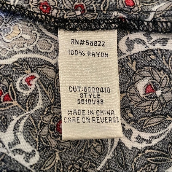 Sophie Max women's size XL black gray paisley print pop over tunic blouse top - Picture 4 of 6